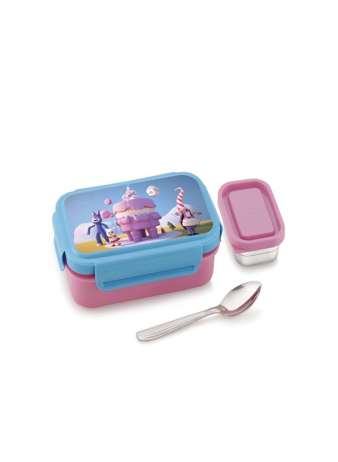 GALOOF Tiffin Box Set with 500ml & 870ml Containers, HD Print Designs, Leak Proof with Spoon (870 ml, Pink) - Image 1
